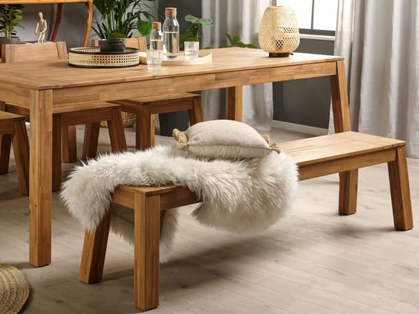 Havebænk Lyst Lamineret Akacietræ 160 cm til Hjemmet på Terrasse Altan Rustik Moderne Stil