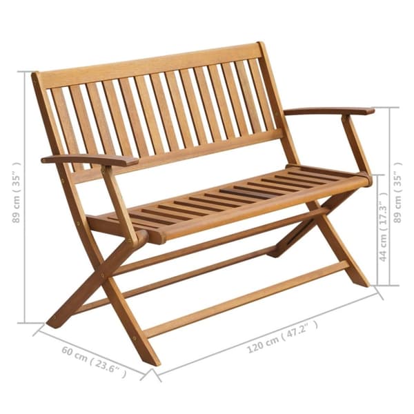 vidaXL Hagebenk med pute 120 cm heltre akasie