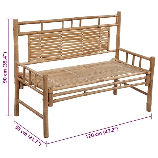 vidaXL Hagebenk med pute 120 cm bambus