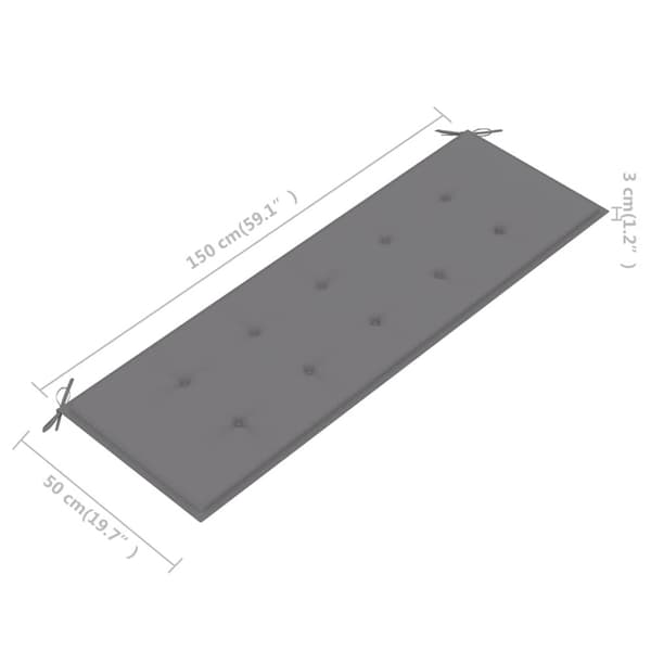 vidaXL Trädgårdsbänk 3-sits med dyna 150 cm massivt eukalyptusträ