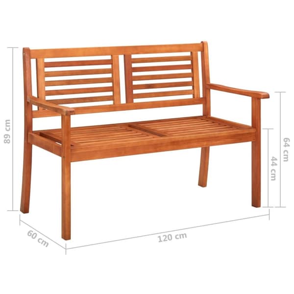 vidaXL Trädgårdsbänk 2-sits med dyna 120 cm massivt eukalyptusträ