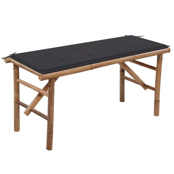 vidaXL foldbar havebænk med hynde 118 cm bambus