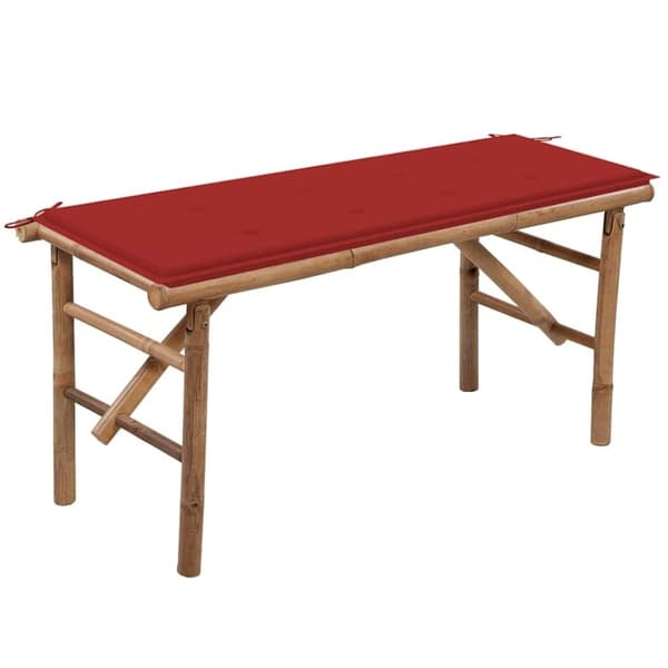 vidaXL foldbar havebænk med hynde 118 cm bambus