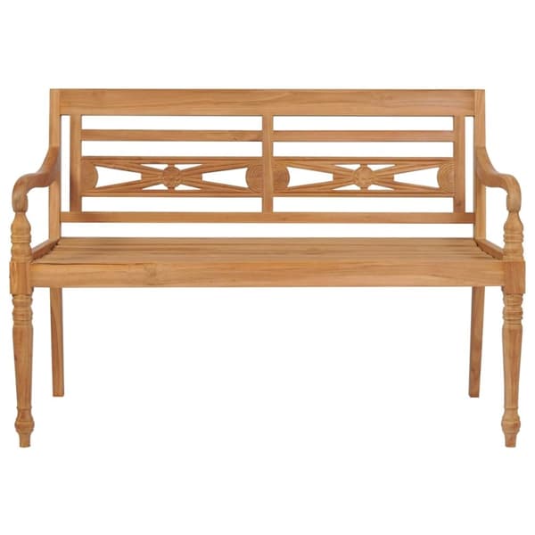 vidaXL Batavia benk med kremhvite pute 120 cm heltre teak