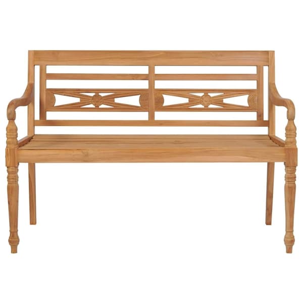 vidaXL Bataviabänk med grå dyna 120 cm massiv teak