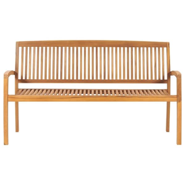 vidaXL Stapelbar trädgårdsbänk med dyna 159 cm massiv teak
