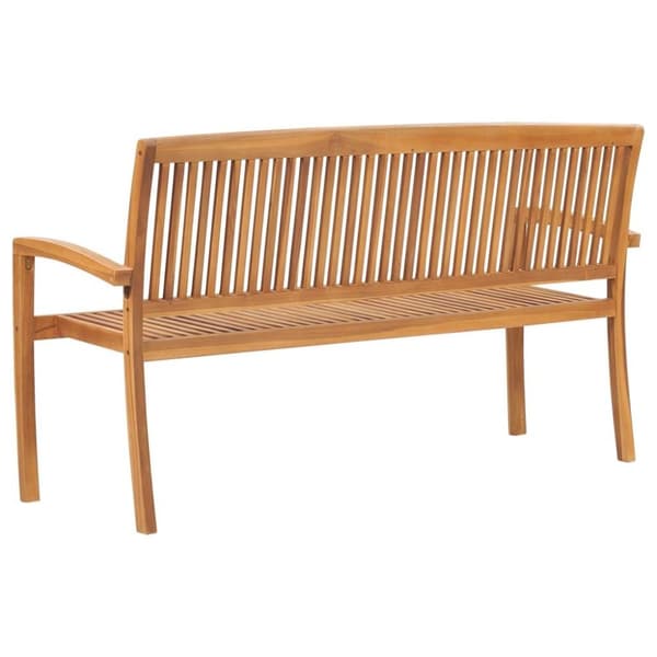vidaXL Stapelbar trädgårdsbänk med dyna 159 cm massiv teak