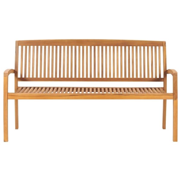 vidaXL Stablebenk med pute 159 cm heltre teak