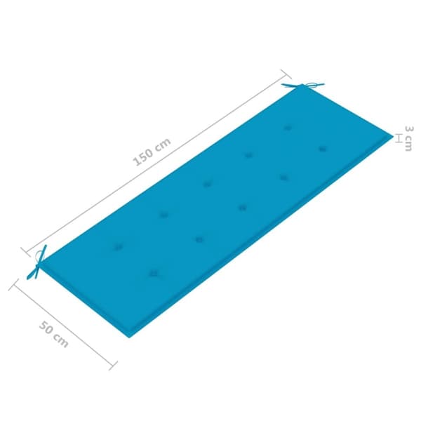 vidaXL Stablebenk med pute 159 cm heltre teak