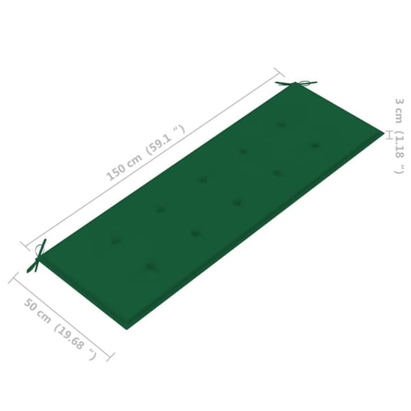 vidaXL Stablebenk med pute 159 cm heltre teak