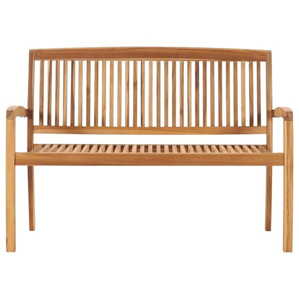 vidaXL Stablebenk med pute 128,5 cm heltre teak