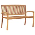 Miniatyrbilde 2 av 9: vidaXL Stablebenk med pute 128,5 cm heltre teak