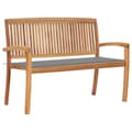 Miniatyrbilde 1 av 9: vidaXL Stablebenk med pute 128,5 cm heltre teak