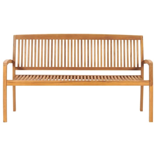 vidaXL Stablebenk med pute 159 cm heltre teak
