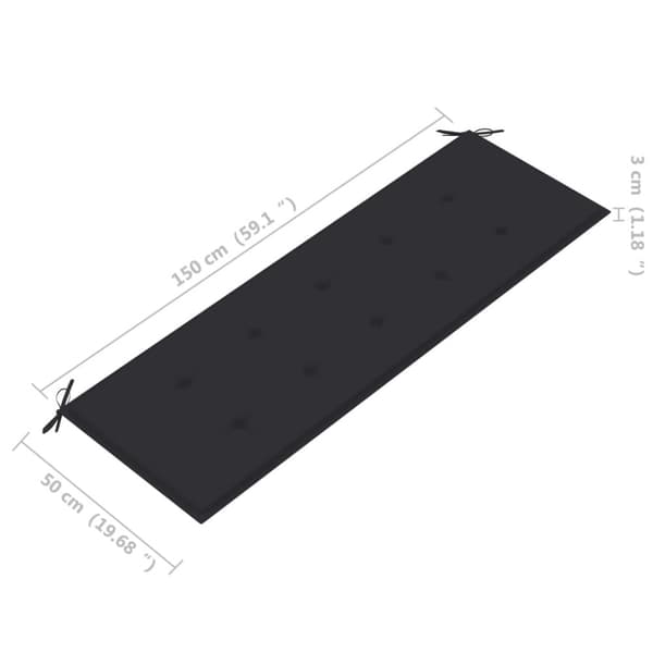 vidaXL Stablebenk med pute 159 cm heltre teak