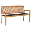 Miniatyrbilde 1 av 9: vidaXL Stablebenk med pute 159 cm heltre teak