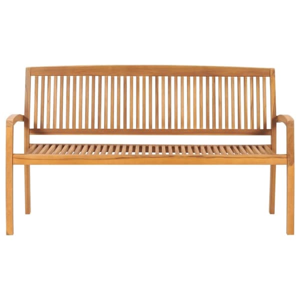 vidaXL Stapelbar trädgårdsbänk med dyna 159 cm massiv teak