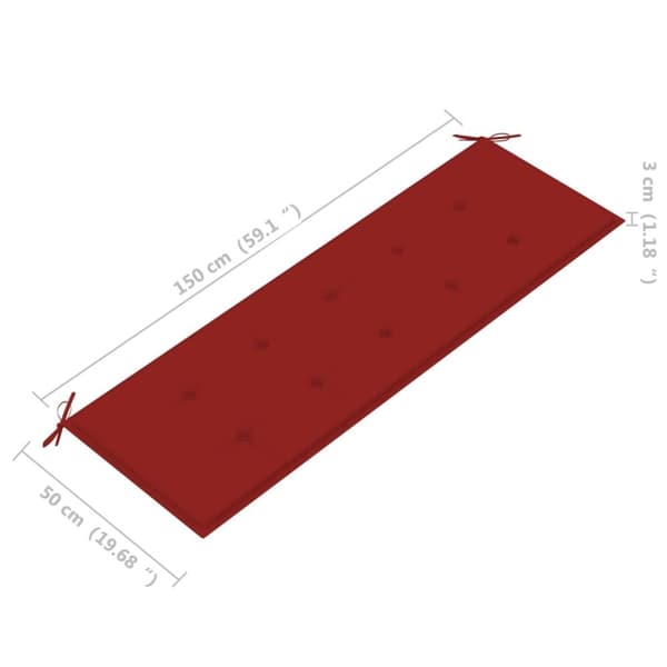 vidaXL Stapelbar trädgårdsbänk med dyna 159 cm massiv teak