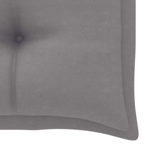 vidaXL havebænk med grå hynde 112 cm massivt teaktræ