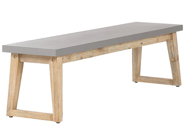 Puutarhapenkki harmaa kuitusementti/vaalea akasia 160 cm penkki ulos moderni tyyli