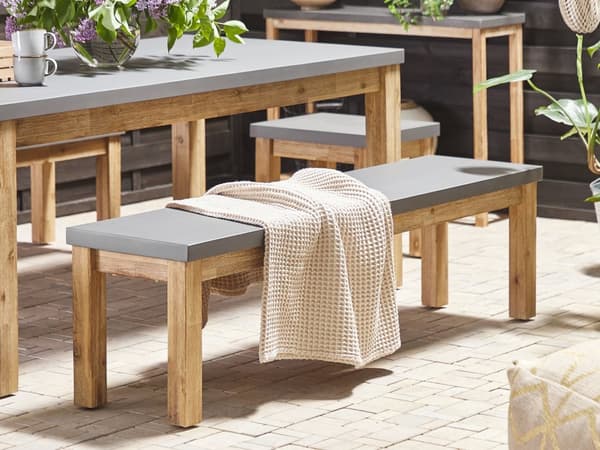 Puutarhapenkki harmaa kolmelle 160 cm betoniefektillä ulkokäyttöön moderni tyyli