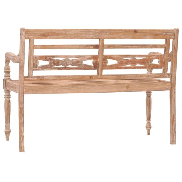 vidaXL Batavia-bænk 120 cm massivt teaktræ hvidtet finish