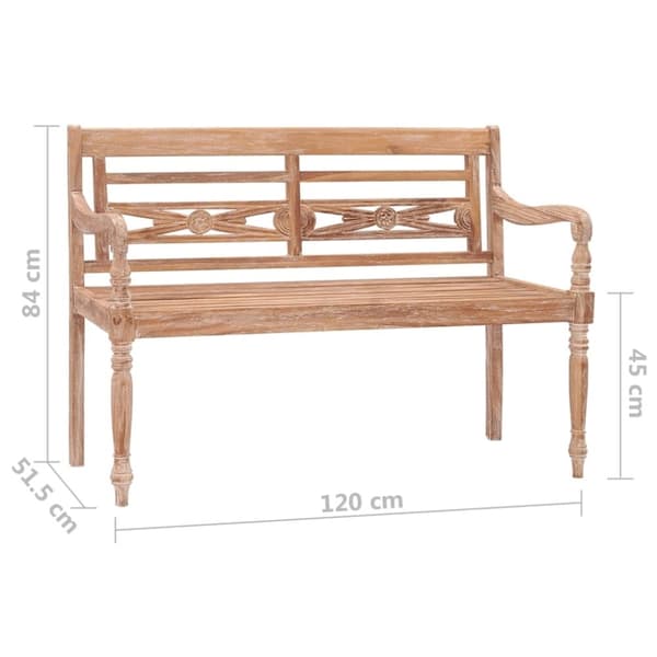 vidaXL Batavia-bænk 120 cm massivt teaktræ hvidtet finish