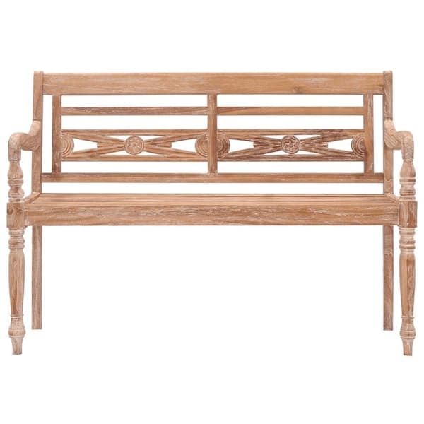 vidaXL Batavia-bænk 120 cm massivt teaktræ hvidtet finish