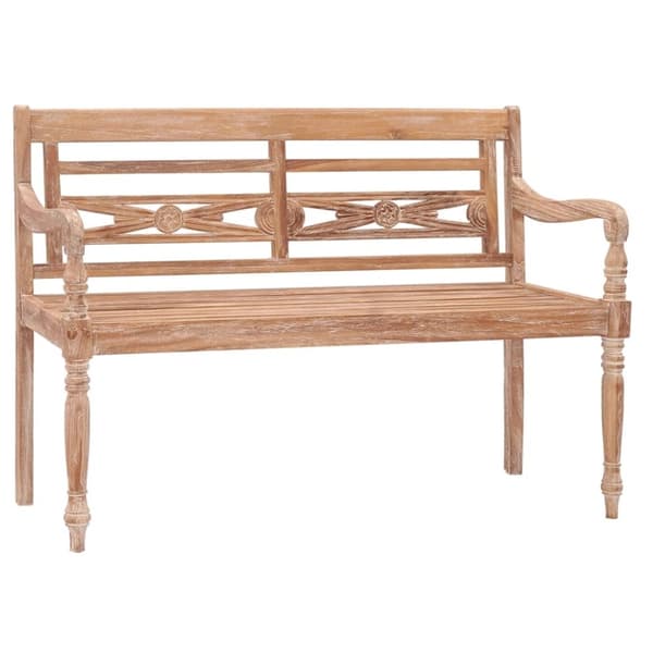 vidaXL Batavia-bænk 120 cm massivt teaktræ hvidtet finish
