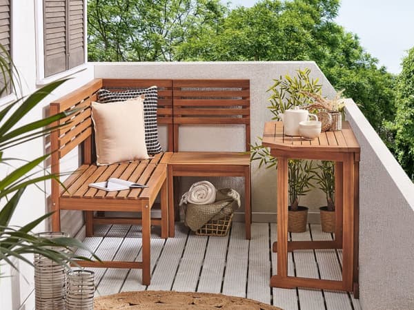 Utomhusbänk Acacia Wood 50 x 110 cm 2-sits Liten uteplats Väderbeständig
