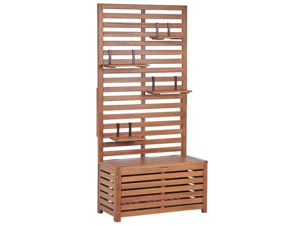 Förvaringsbänk Akaciaträ 170 x 80 cm Väggpanel Utomhus Trädgårdsförvaring Hyllor Balkong