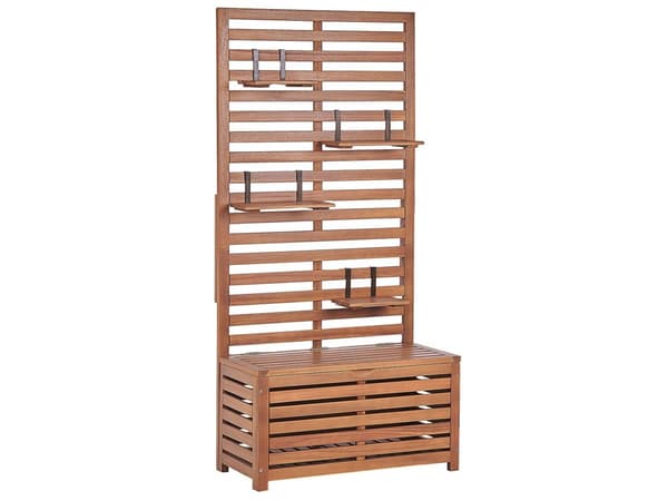 Förvaringsbänk Akaciaträ 170 x 80 cm Väggpanel Utomhus Trädgårdsförvaring Hyllor Balkong