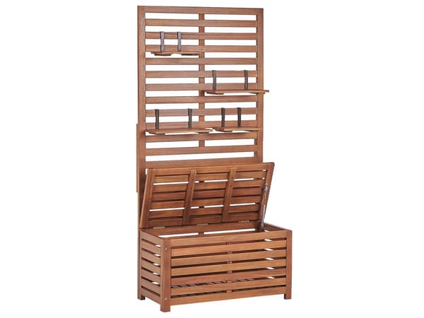 Havebænk Akacietræ 170 x 80 cm med Opbevaring Hylder Balkon Terrasse Væg