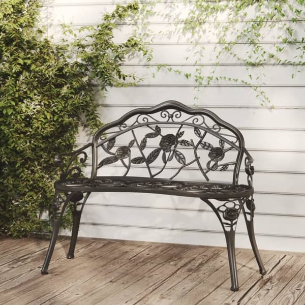 vidaXL Hagebenk 100 cm støpt aluminium svart