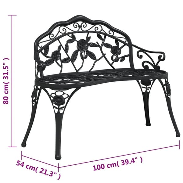 vidaXL Puutarhapenkki 100 cm valualumiini musta