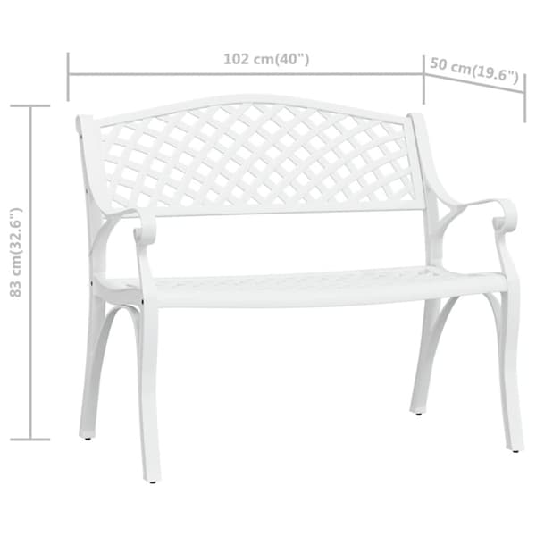 vidaXL havebænk 102 cm støbt aluminium hvid