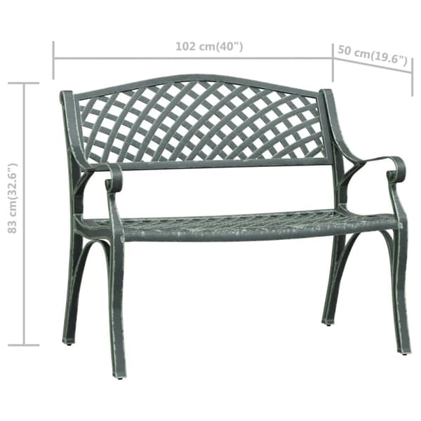 vidaXL Trädgårdsbänk 102 cm gjuten aluminium grön