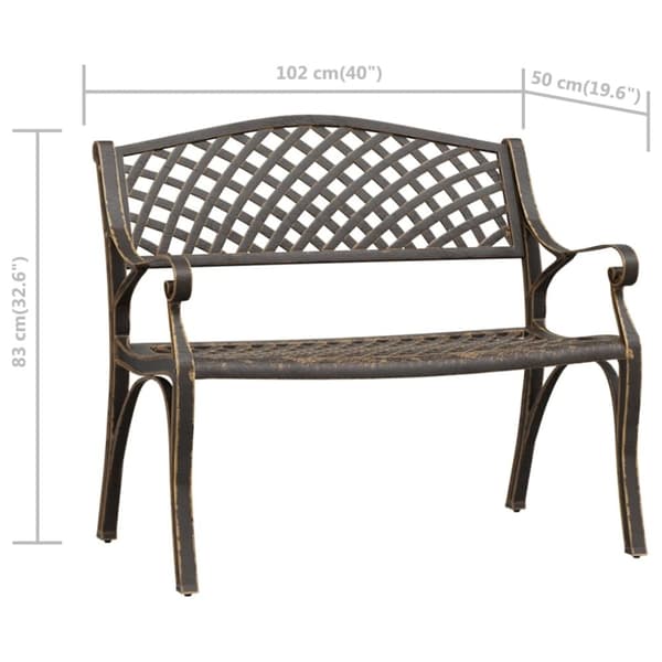 vidaXL Hagebenk 102 cm støpt aluminium bronse