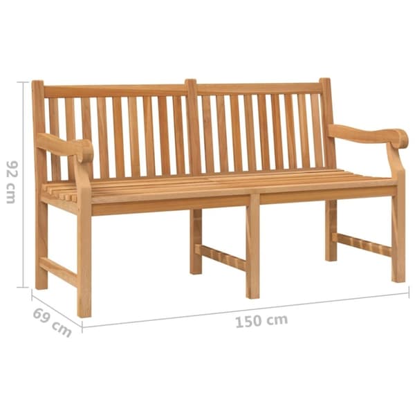 vidaXL Trädgårdsbänk 150 cm massiv teak