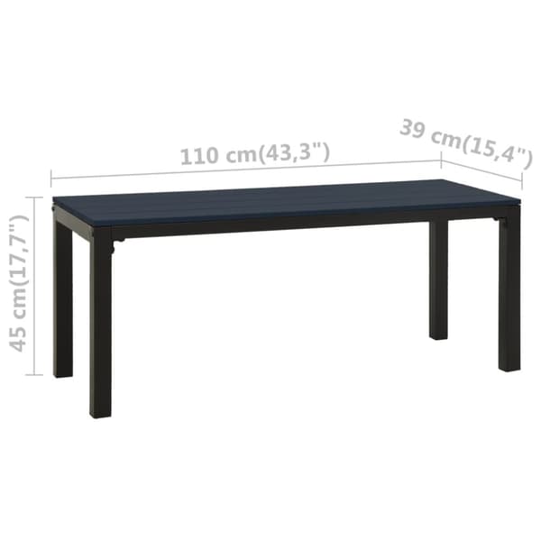 vidaXL havebænk 110 cm stål og WPC sort