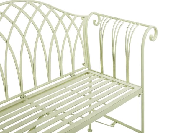 2-sits Utomhus Trädgårdsbänk 130 cm i Vit Färg med Armstöd av Metall i Vintage Stil