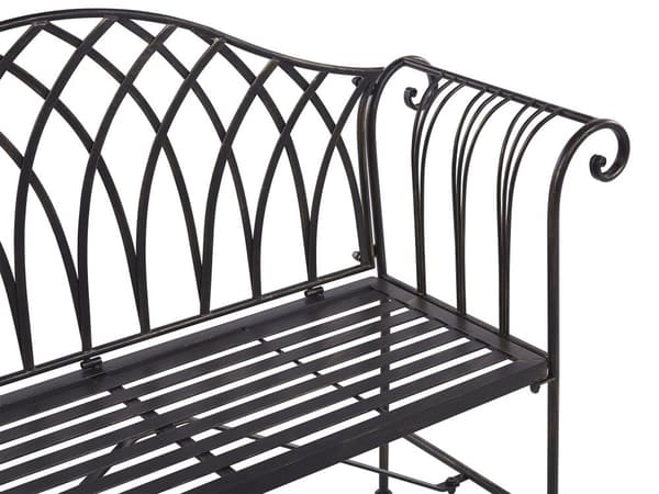Udendørs Havebænk Sort Metal 130 cm 2 Personer Afrundet Armlæn Fransk Vintage Stil