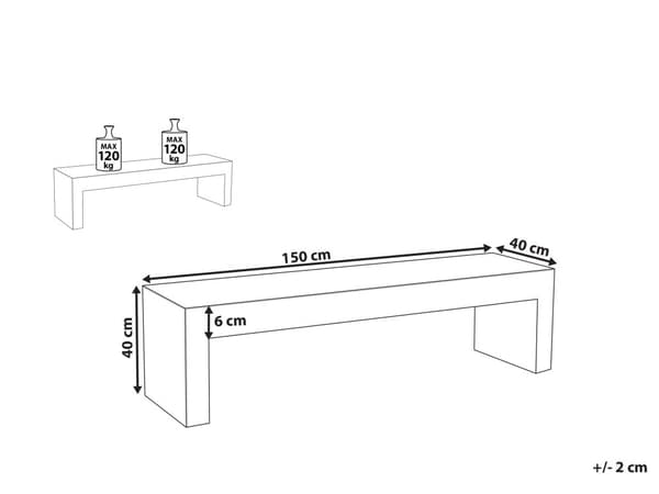 Hagebenk Hvit Betong 40 x 150 x 40 cm 3-Seters