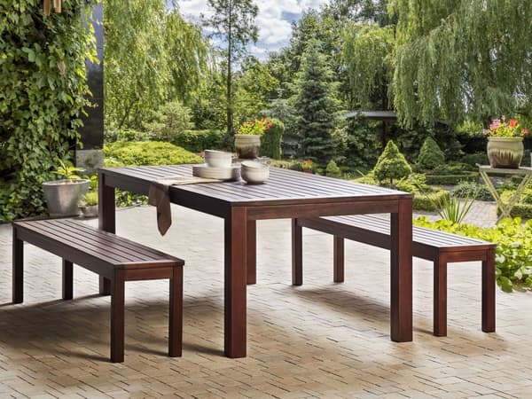 Hagebenk Naturlig Eukalyptustre 160 cm Rektangulær Rustikk stil Terrasse Balkong Innendørs Utemøbler