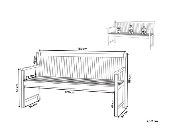 Hagebenk Lys Akasietre 180 cm Spaltedesign Utendørs Uteplass Rustikk Stil