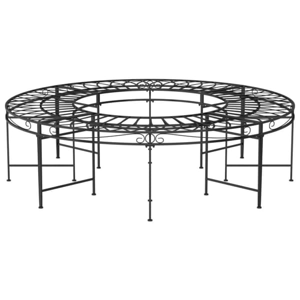 vidaXL Rund trädbänk Ø160 cm svart stål