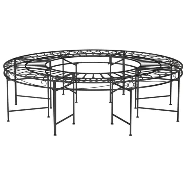 vidaXL Rund trädbänk Ø160 cm svart stål