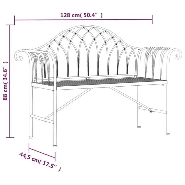vidaXL Hagebenk 2 seter 128 cm svart stål