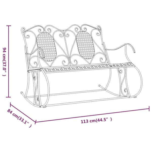 vidaXL 2-istuttava Keinupenkki 113 cm musta teräs