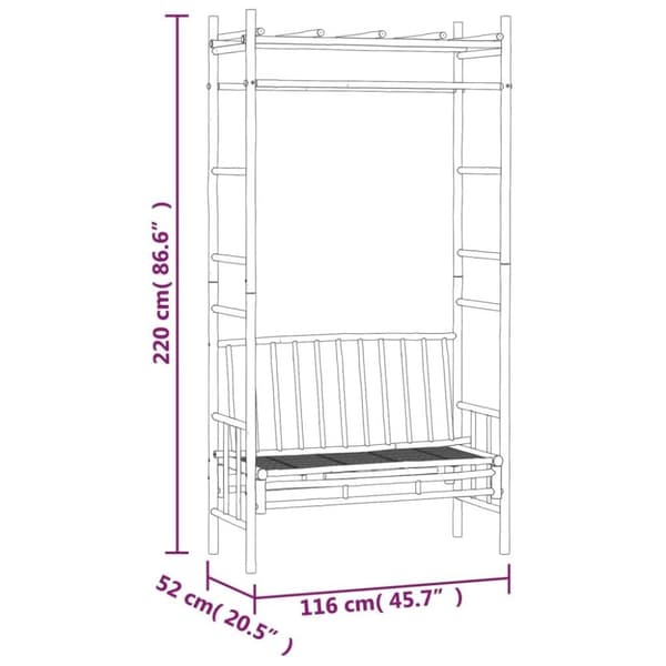 vidaXL Puutarhapenkki pergolalla 116 cm bambu